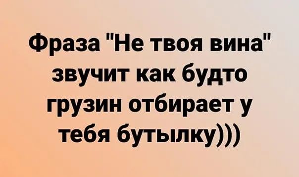 Фраза Не твоя вина звучит как будто грузии отбирает у тебя бутылку
