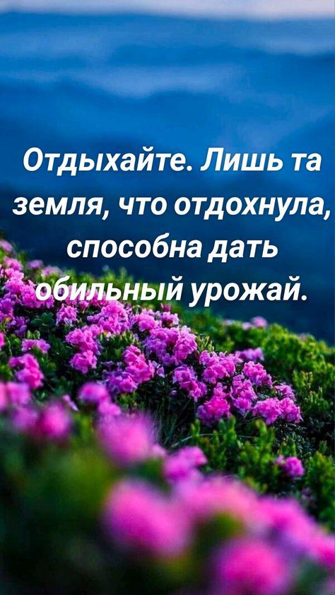 Отдыхайте Лишь та земля что отдохнула способна дать ныи урожай іь