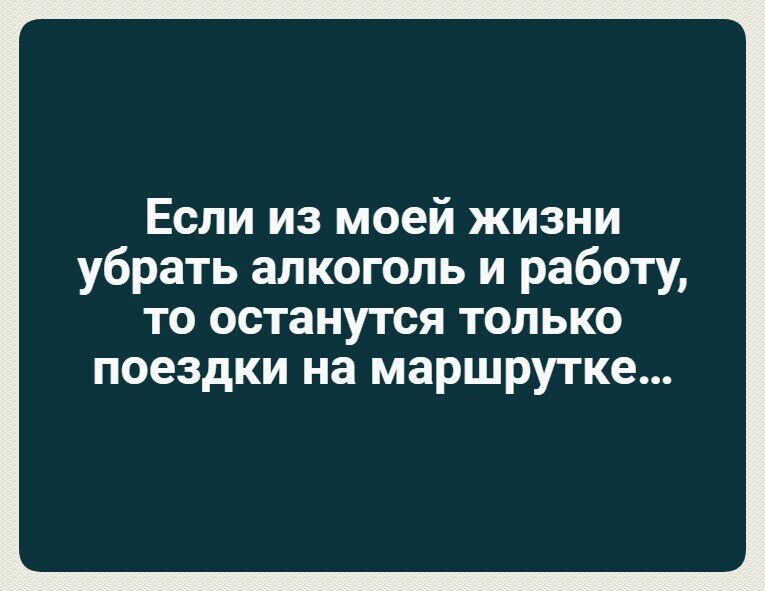Если из моей жизни убрать алкоголь и работу ТО останутся ТОЛЬКО ПОЕЗДКИ на МЗРШРУТКЭ