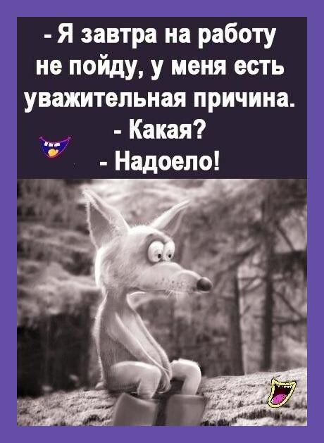 Я завтра на работу не пойду у меня есть уважительная причина Какая Надоело