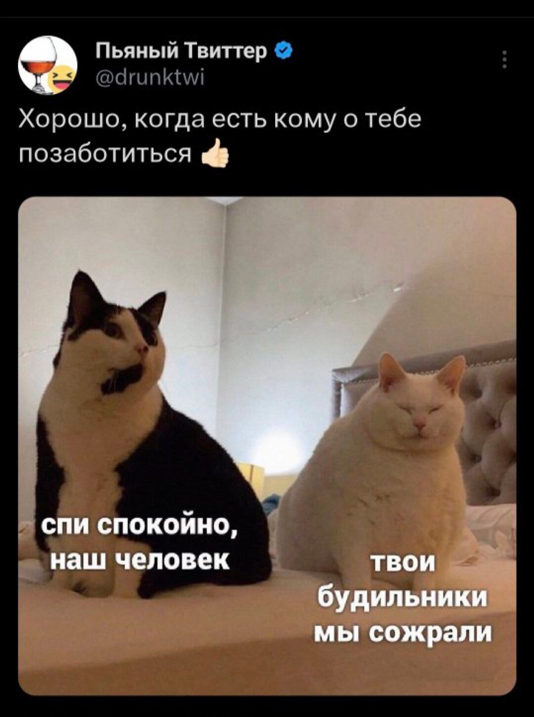 Пьяный Твиттер ЦЦЛ Хорошо когда есть кому о тебе позаботиться спи спокойно и наш человек _