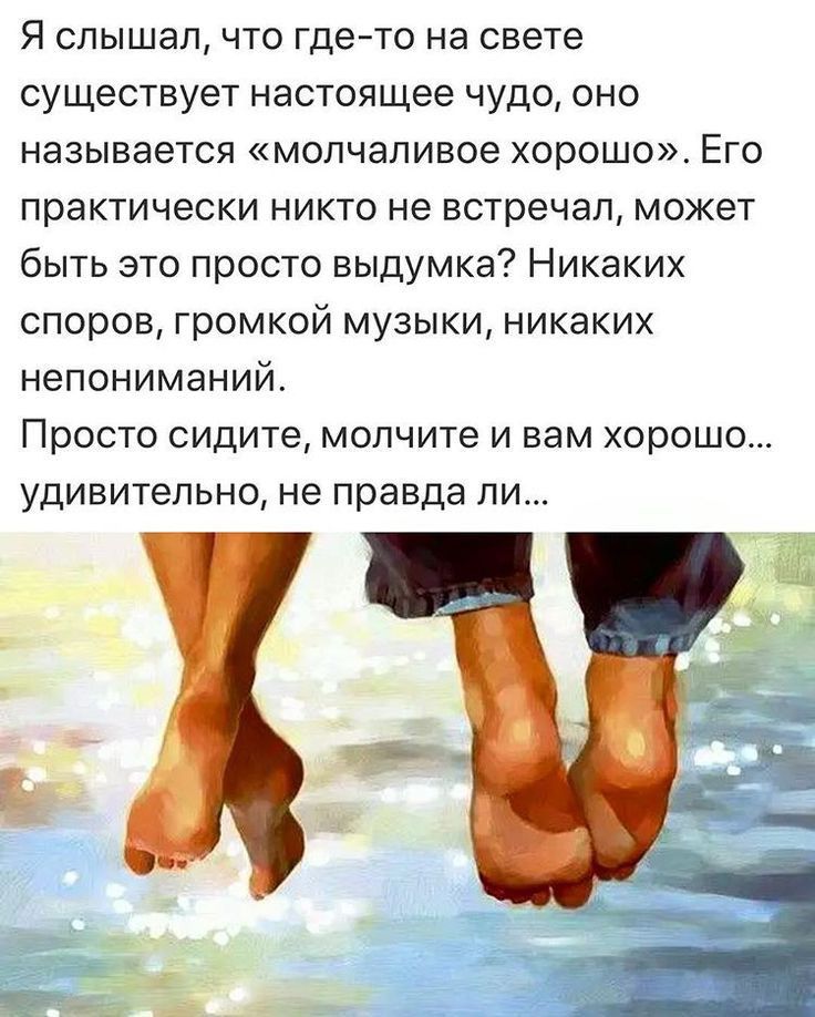 Я слышал что где то на свете существует настоящее чудо оно называется молчаливое хорошо Его практически никто не встречал может быть это просто выдумка Никаких споров громкой музыки никаких непониманий Просто сидите молчите и вам хорошо удивительно не правда ПИ