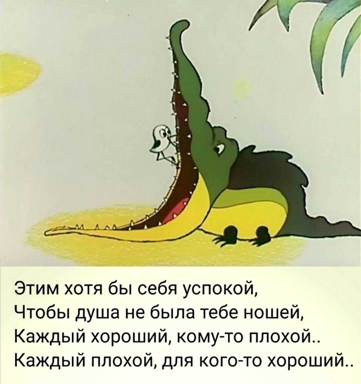 Этим хотя бы себя успокой Чтобы душа не была тебе ношей Каждый хороший комуто плохой Каждый плохой для кого то хороший