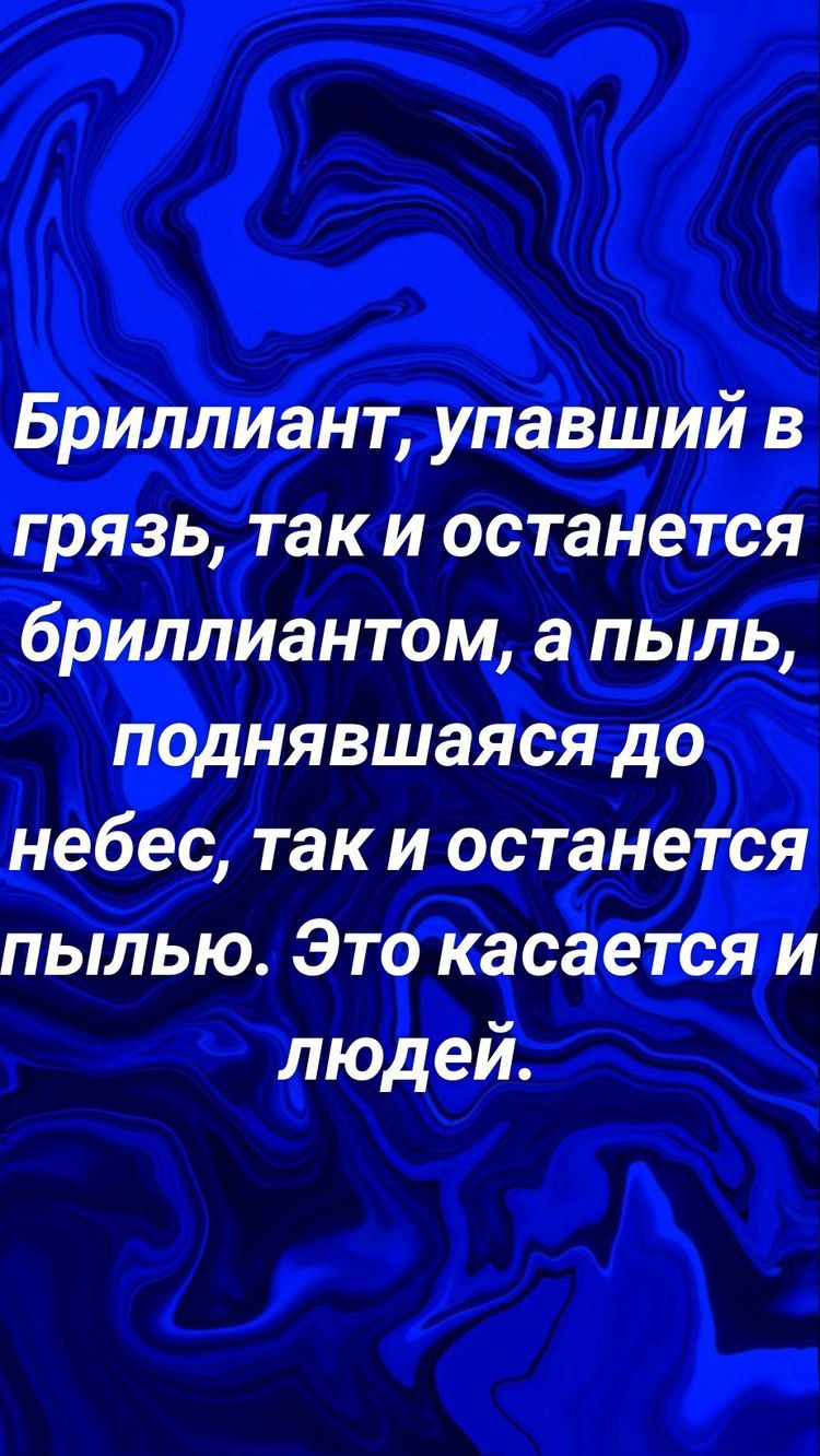 Бриллиант упавший в грязь так и останется бриллиантом а пыль поднявшаяся до небес так и останется пылью Это касается и людей