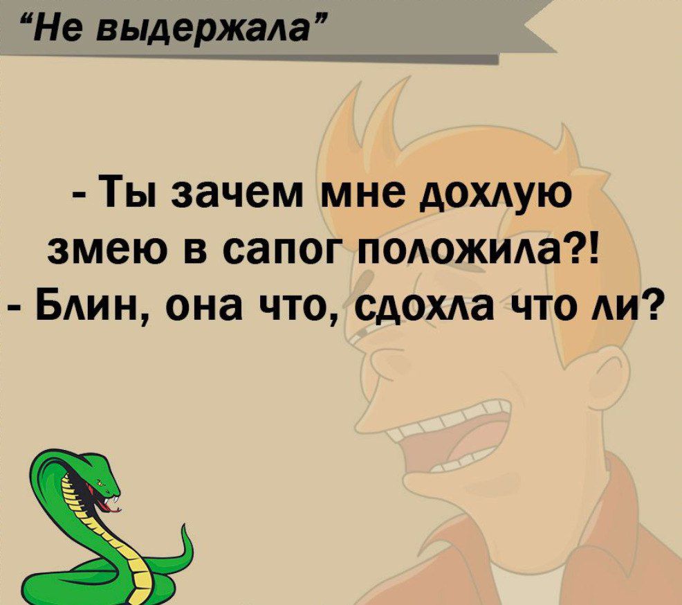 Не выдержала Ты зачем мне Аохдую змею в сапог поюжма Блин она что сдохда что ли