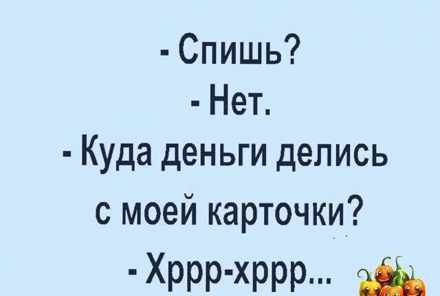 Спишь Нет Куда деньги делись с моей карточки Хррр хррр Щ