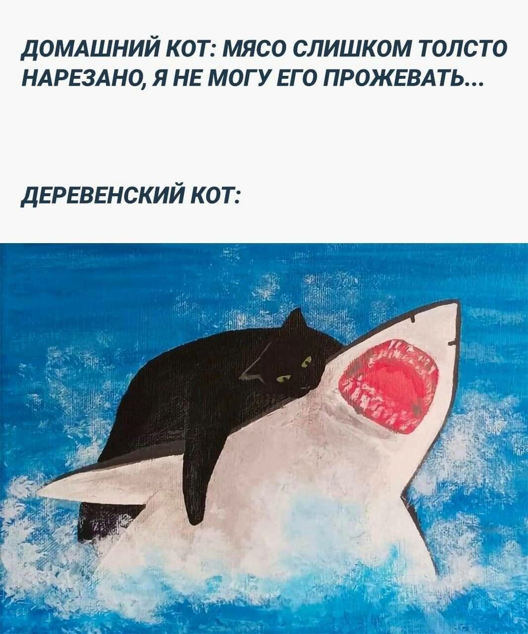ДОМАШНИЙ КОТ МЯСО СЛИШКОМ ТОЛСТО НАРЕЗАНО Я НЕ МОГУ ЕГО ПРОЖЕВАТЬ ДЕРЕВЕНСКИЙ КОТ