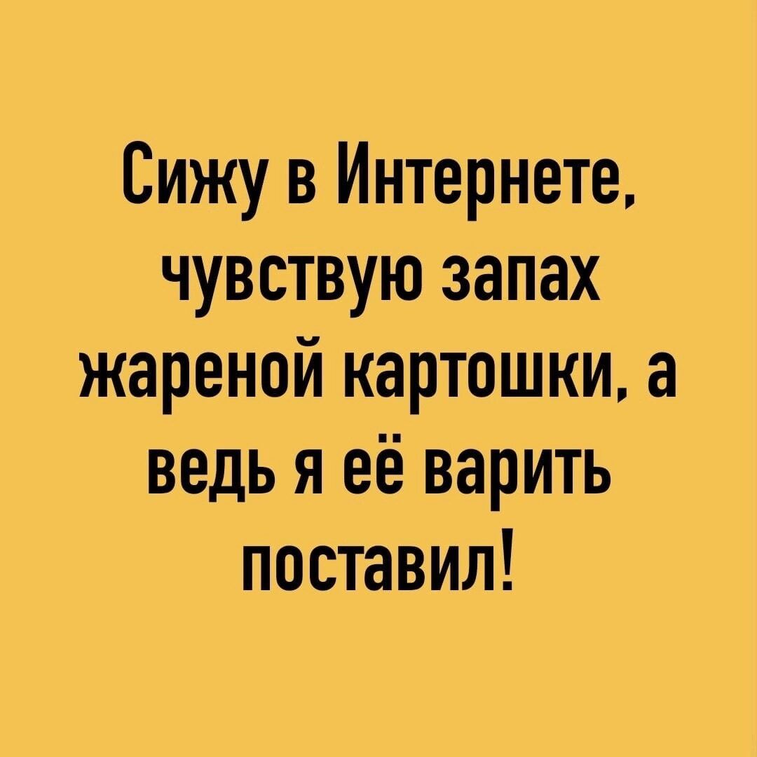 Сижу в Интернете чувствую запах жареной картошки а ведь я её варить поставил