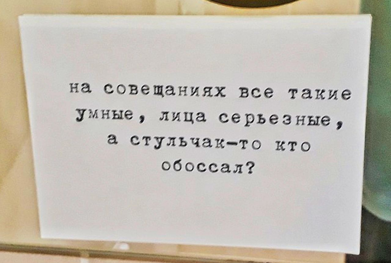 на совещаниях все такие умные лица серьезные а стульчакто кто обозвал _______