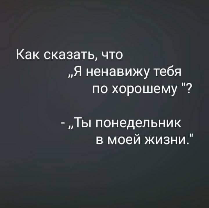 Как сказать что Я ненавижу тебя по хорошему Ты понедельник в моей жизни