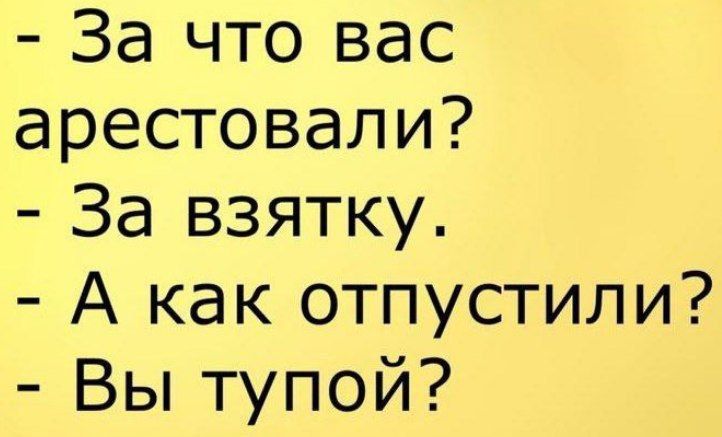 За что вас арестовали За взятку А как отпустили Вы тупой