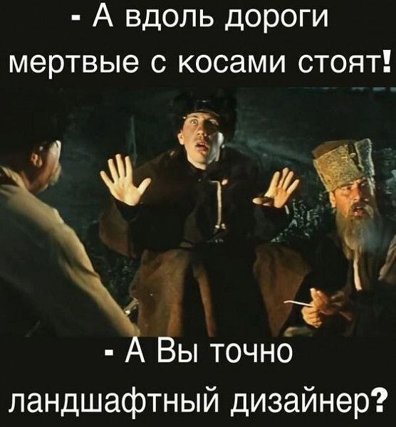 А вдоль дороги мертвые с косами стоят і гг Вы точно ландшафтный дизайнер