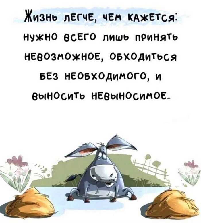 ЖИЗНЬ легче чем кджется нужно всего лишь пРиНяТь НЕВОЗМОЖНОЕ ОБХОДИТься БЕЗ неовходинощ и выносить нЕеынОстюЕ