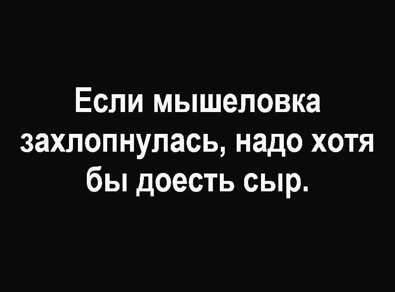 Если мышеловке захлопнулась надо хотя бы доесть сыр