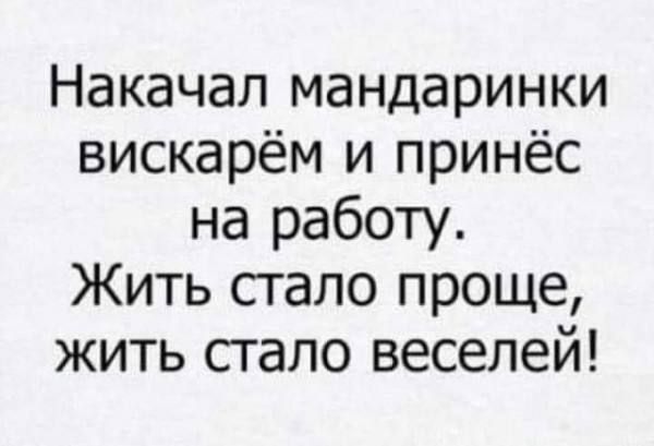 Накачал мандаринки вискарём и принёс на работу Жить стало проще жить стало веселей