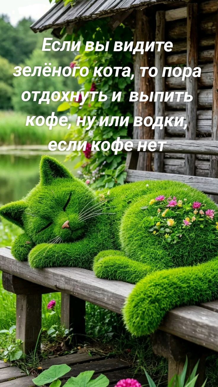 Если вы видите зелёного кота, то пора отдохнуть и выпить кофе, ну или водки, если кофе нет.