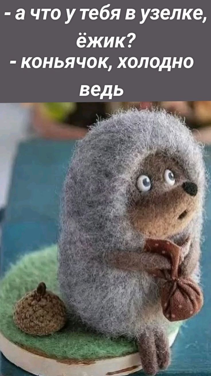 - а что у тебя в узелке, ёжик? 
- коньячок, холодно ведь