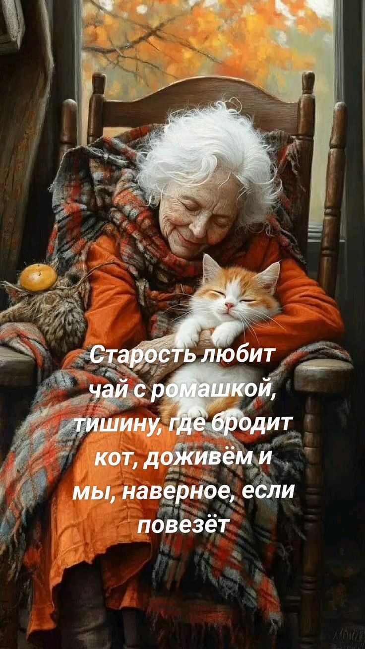 Старость любит чай с ромашкой, тишину, где бродит кот, доживём и мы, наверное, если повезёт
