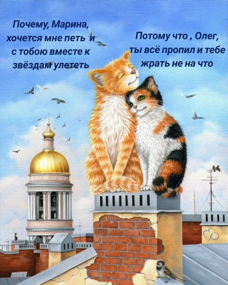 Почему, Марина, хочется мне петь и с тобою вместе к звёздам улететь
Потому что, Олег, ты всё пропил и тебе жрать не на что