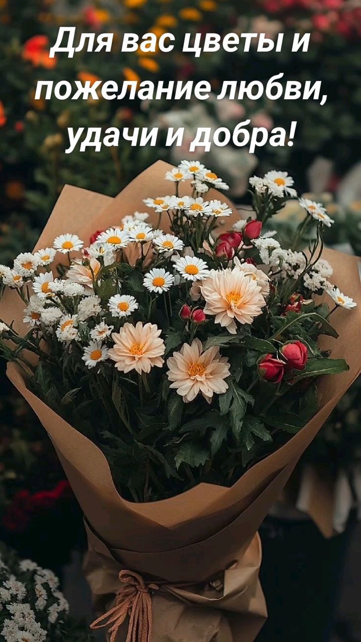 Для вас цветы и пожелание любви, удачи и добра!