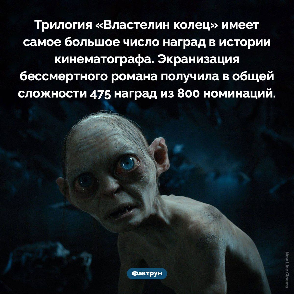 Трилогия «Властелин колец» имеет самое большое число наград в истории кинотеатра. Экранизация бессмертного романа получила в общей сложности 475 наград из 800 номинаций.