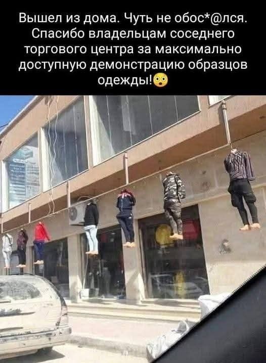 Вышел из дома. Чуть не обос*ался. Спасибо владельцам соседнего торгового центра за максимально доступную демонстрацию образцов одежды!