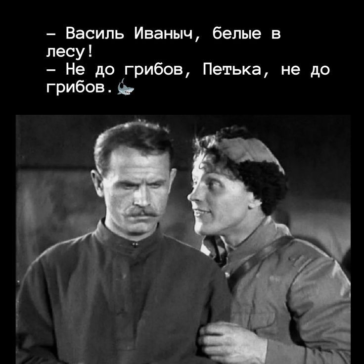 – Василь Иванныч, белые в лесу!  – Не до грибов, Петъка, не до грибов.