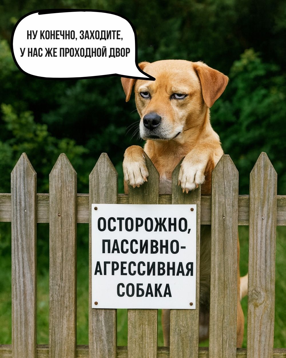 ОСТОРОЖНО, ПАССИВНО-АГРЕССИВНАЯ СОБАКА