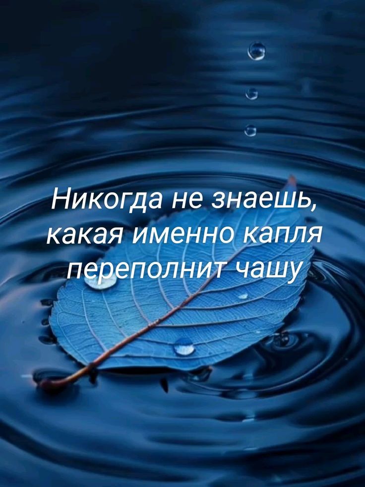 Никогда не знаешь, какая именно капля переполнит чашу