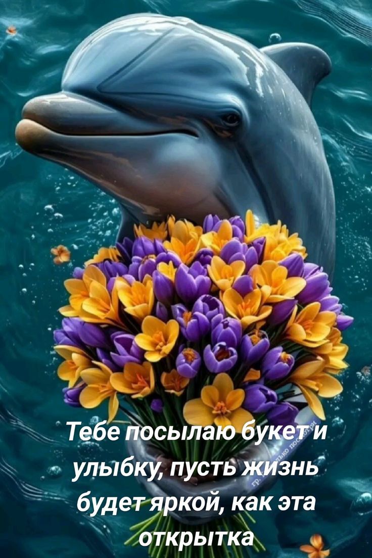Тебе посылаю букет и улыбку, пусть жизнь будет яркой, как эта открытка