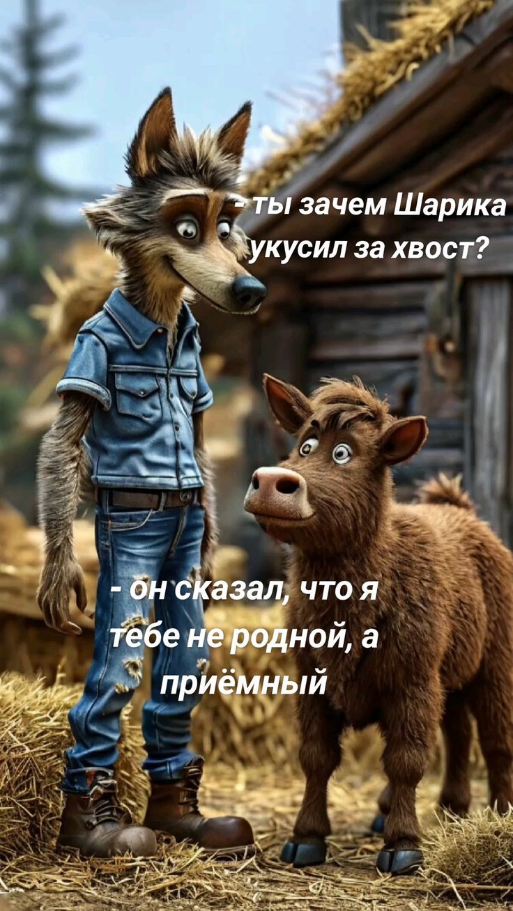 - ты зачем Шарика укусил за хвост? 
- он сказал, что я тебе не родной, а приёмный