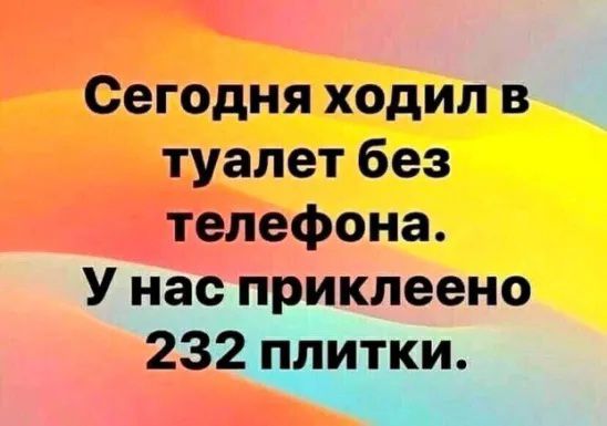 Сегодня ходил в туалет без телефона У нас приклеена 232длитки