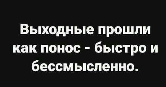 Выходные прошли как понос быстро и бессмысленно