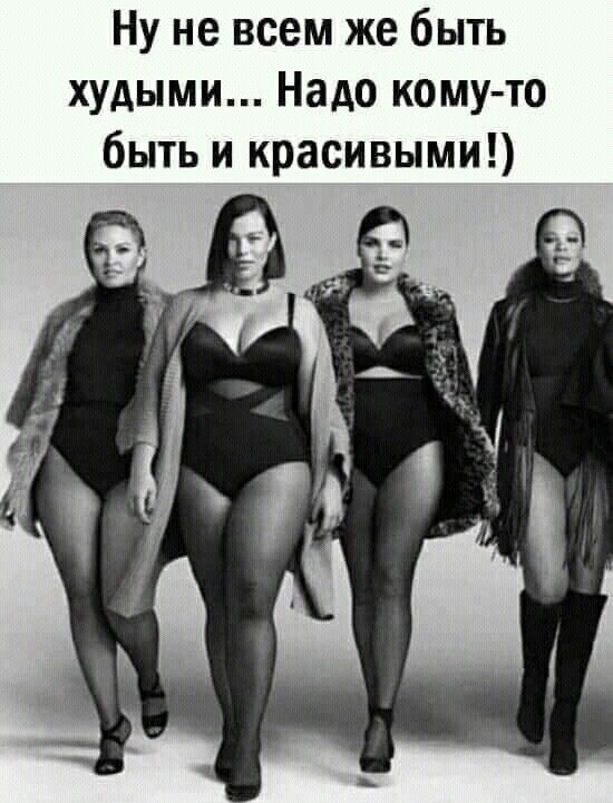 Ну не всем же быть худыми Надо комуто быть и красивыми