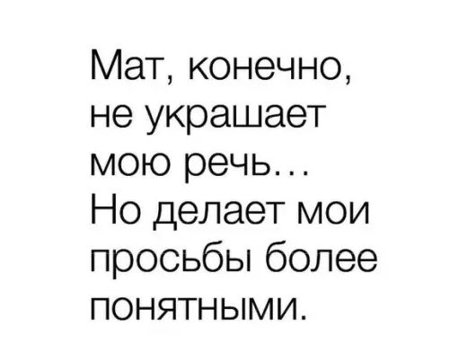 Мат конечно не украшает мою речь Но делает мои просьбы более понятными
