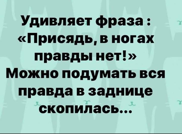 Удивляет фраза Присядь в ногах правды нет Можно подумать вся правда в заднице скопилась