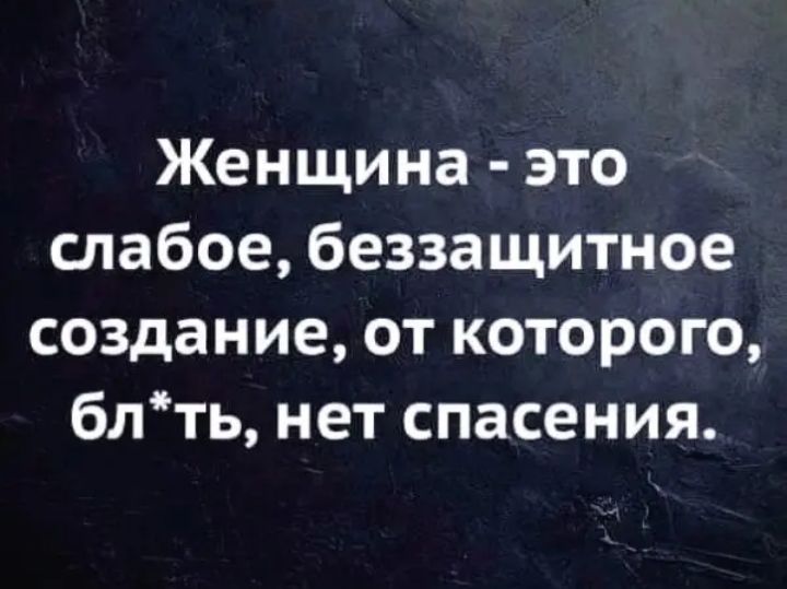Женщина это слабое беззащитное создание от которого блть нет спасения