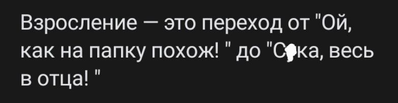 Взросление это переход от Ой как на папку похож до орка весь в отца