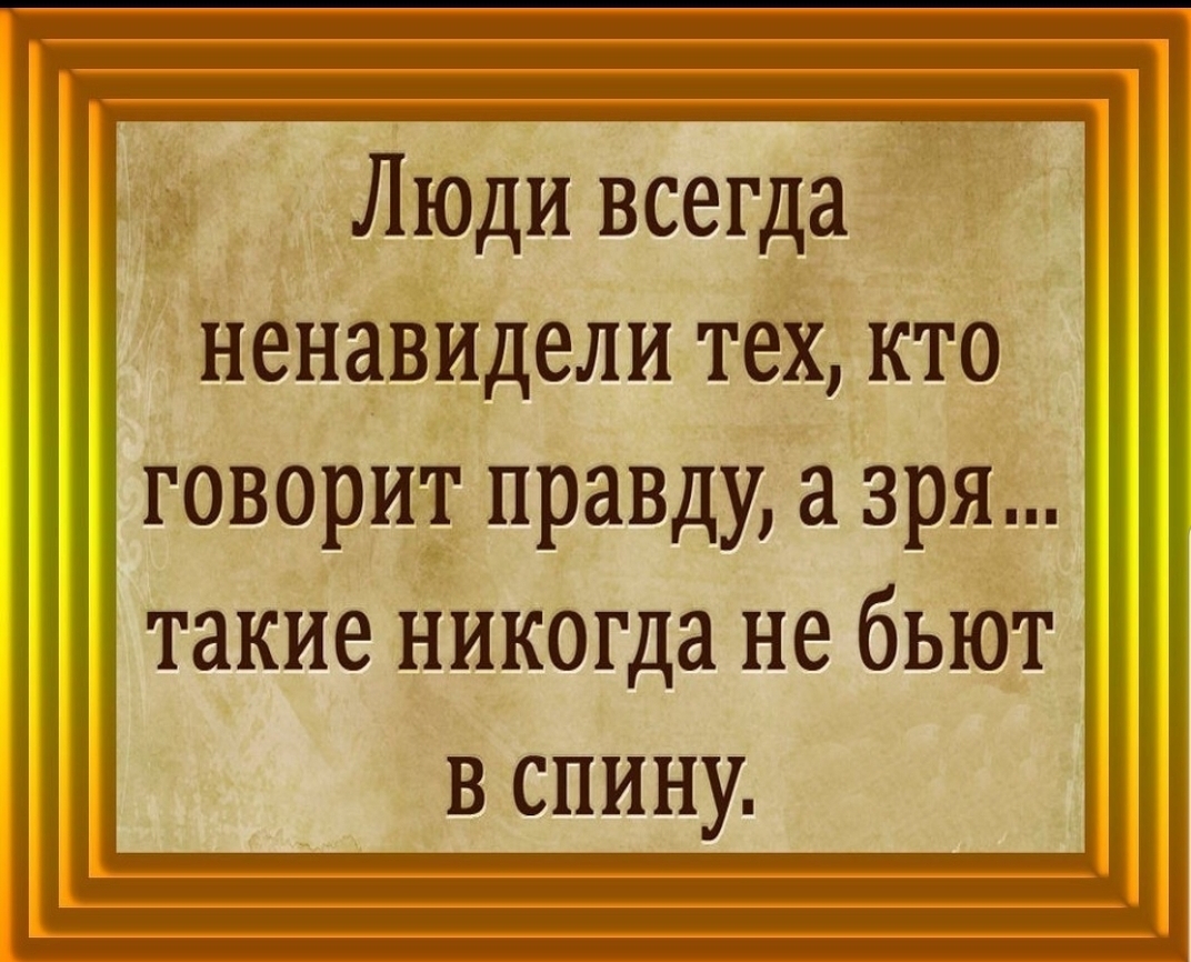 Люди всегда ненавидели тех кто говорит правду а зря такие никогда не бьют вспину