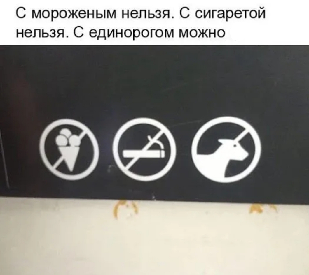 С мороженым нельзя С сигаретой нельзя С единорогом можно