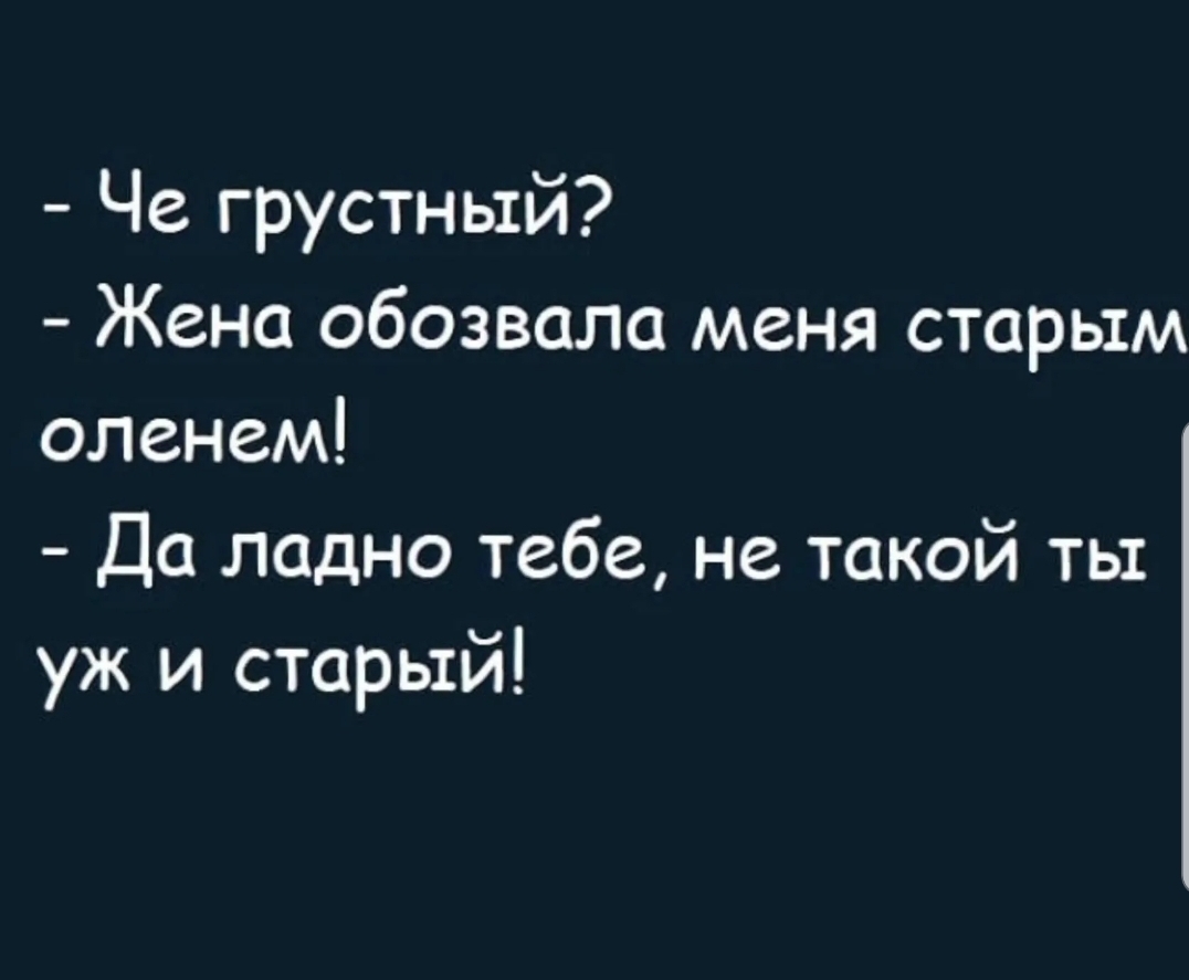 Че грустный Жена обозвала меня старым оленем Да ладно тебе не такой ты уж и старый