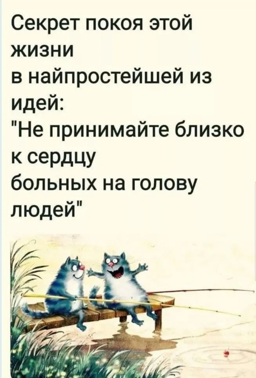 Секрет покоя этой жизни в найпростейшей из идей Не принимайте близко К сеРдЦУ больных на голову людей