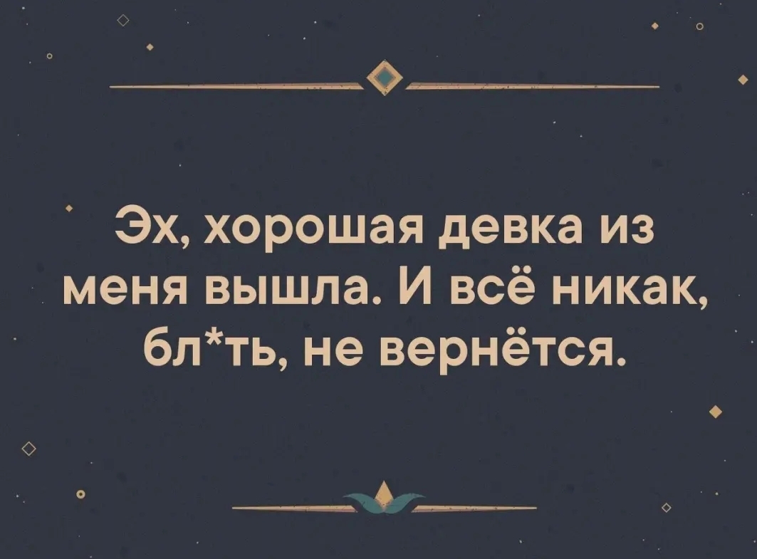 О Эх хорошая девка из меня вышла И всё никак блть не вернётся