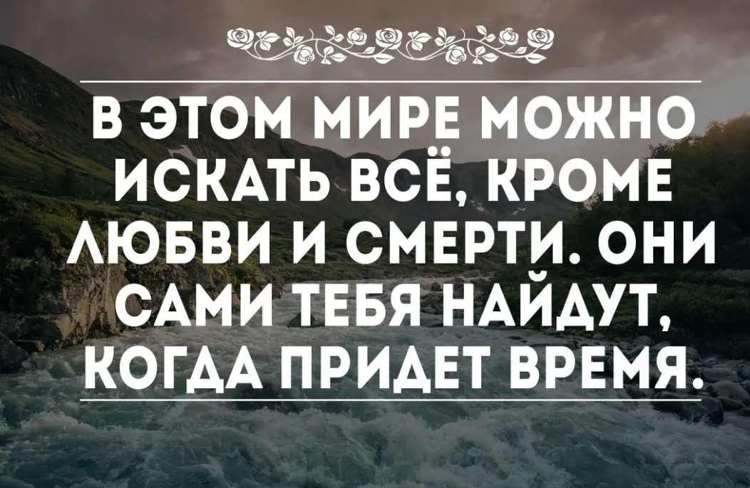 в этом мир можно ИСКАТЬ все кромв АЮБВИ и смерти они сАми тввя НАЙАУТ КОГАА придет врнмя