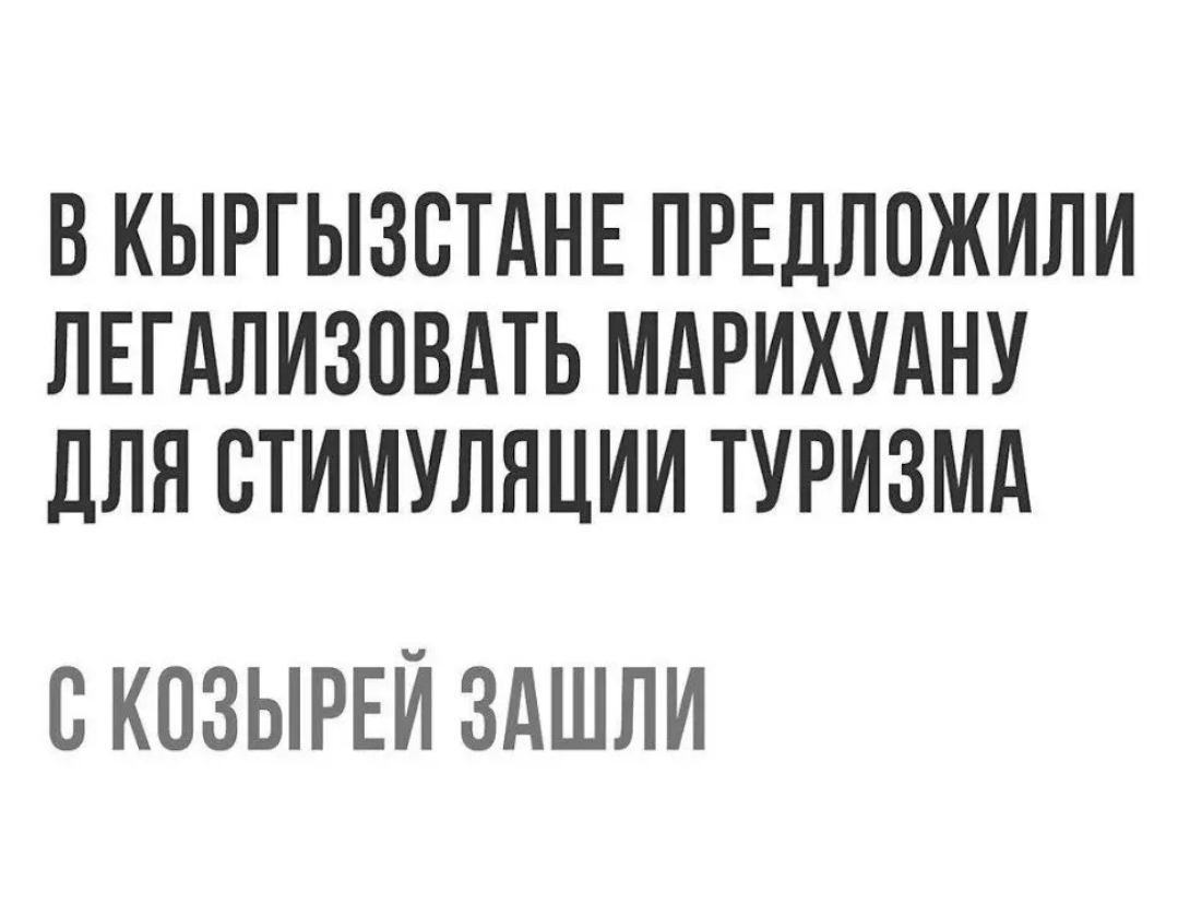 В КЫРГЫЗСТАНЕ ПРЕДЛОЖИЛИ ЛЕГАЛИЗОВАТЬ МАРИХУАНУ дЛЯ СТИМУЛЯЦИИ ТУРИЗМА СКПЗЫРЕЙ ЗАШЛИ