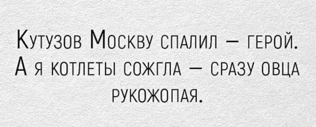 Кутузов Москву спдпил ГЕРОЙ А я КОТЛЕТЫ СОЖГЛА СРАЗУ ОВЦА рукожопдя
