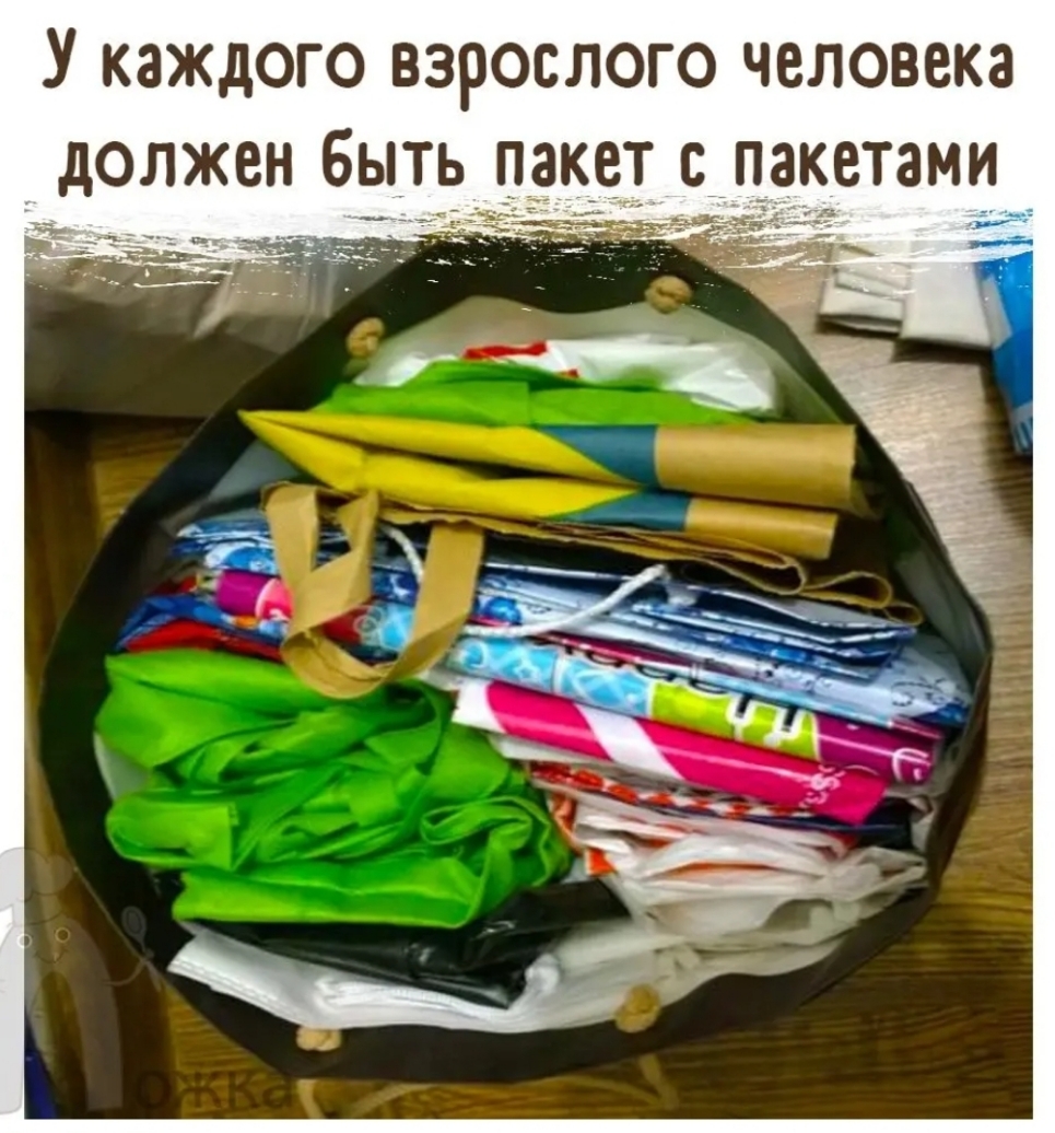 У каждого взрослого человека должен быть пакет с пакетами _