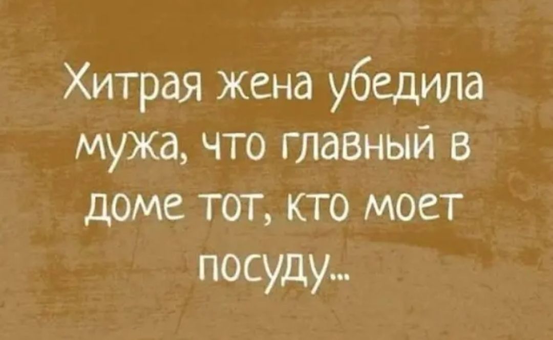 Хитрая жена убедила мужа что главный в доме тот кто моет посуду