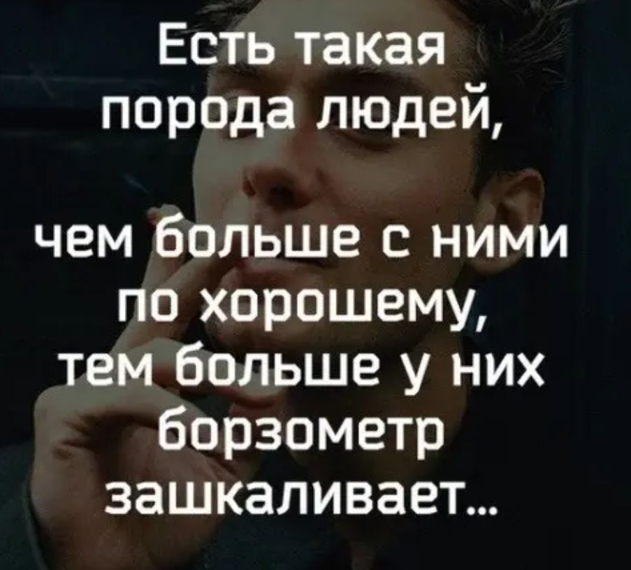 Есть такая порода людей чем больше с ними по хорошему тем больше у них борзометр зашкаливает