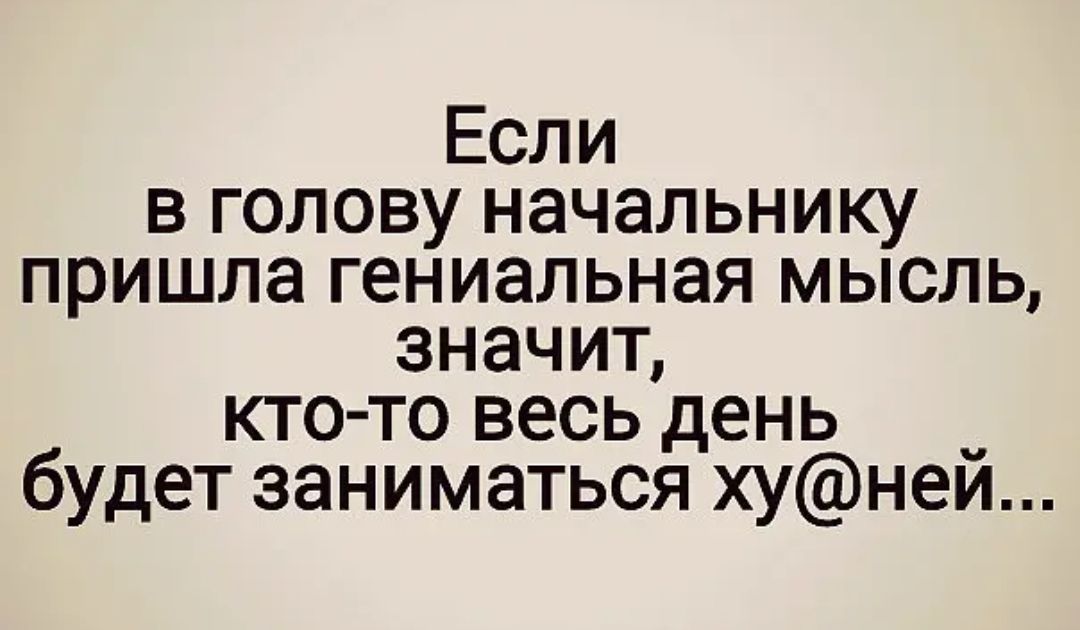Если в голову начальнику пришла гениальная мысль значит кто то весь день __ будет заниматься хунеи